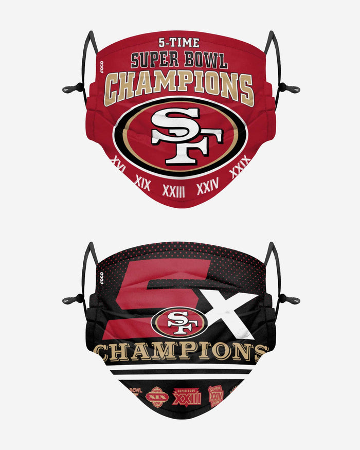 San Francisco 49ers Thematic Champions Adjustable 2 Pack Face Cover FOCO - FOCO.com