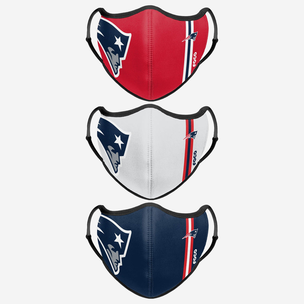 New England Patriots Sport 3 Pack Face Cover FOCO - FOCO.com