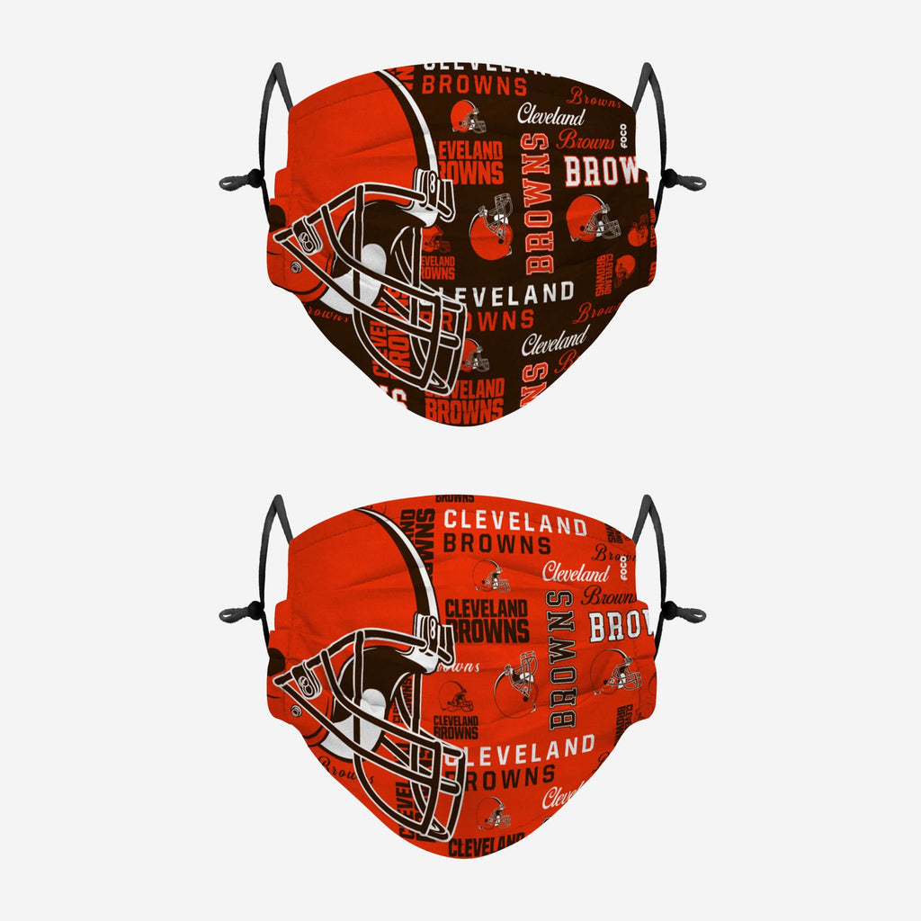 Cleveland Browns Logo Rush Adjustable 2 Pack Face Cover FOCO - FOCO.com