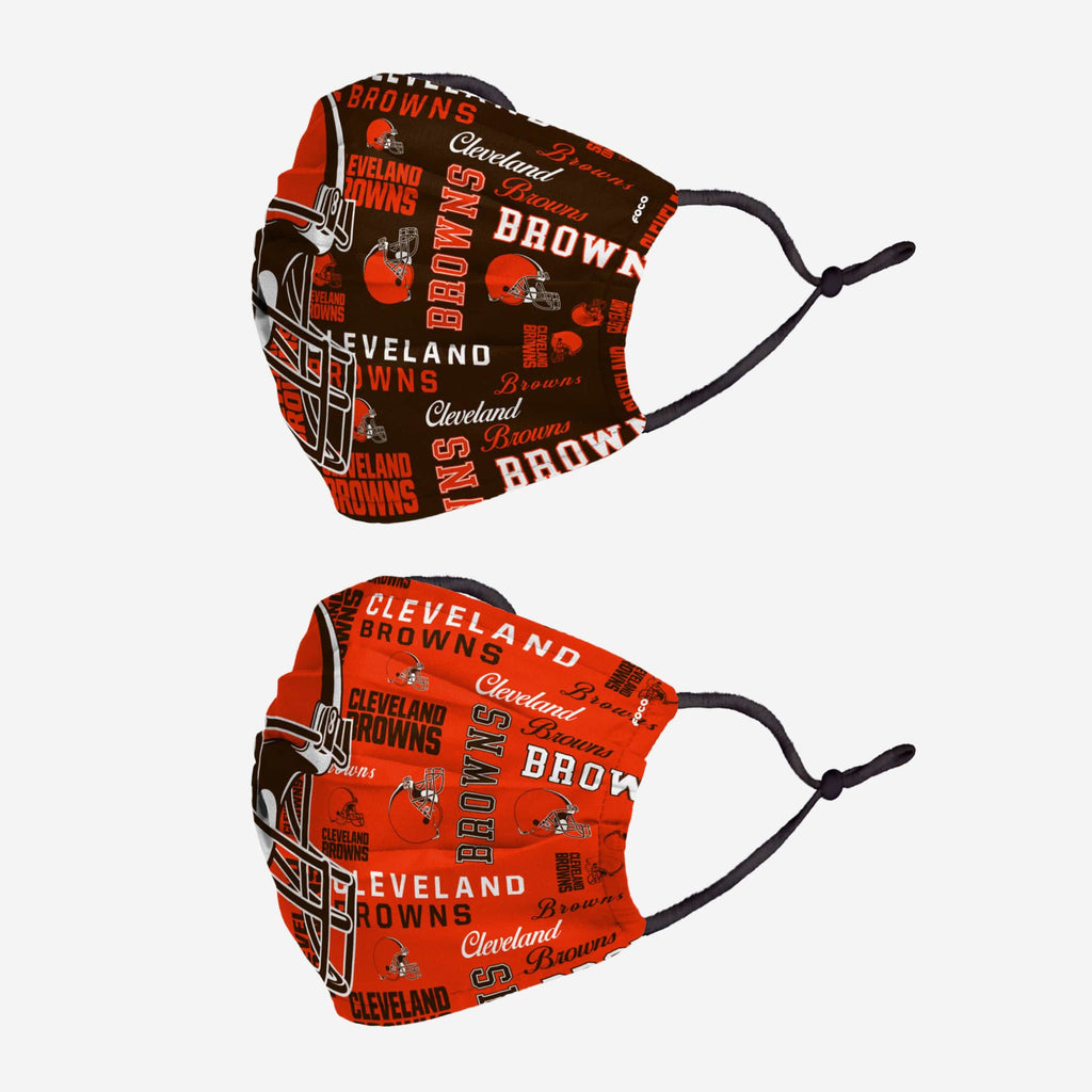 Cleveland Browns Logo Rush Adjustable 2 Pack Face Cover FOCO