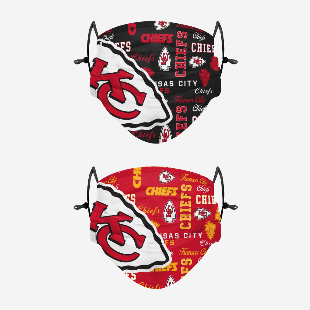 Kansas City Chiefs Logo Rush Adjustable 2 Pack Face Cover FOCO - FOCO.com