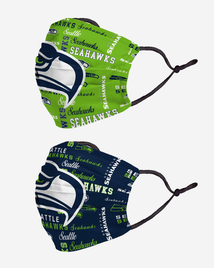 Seattle Seahawks Logo Rush Adjustable 2 Pack Face Cover FOCO - FOCO.com