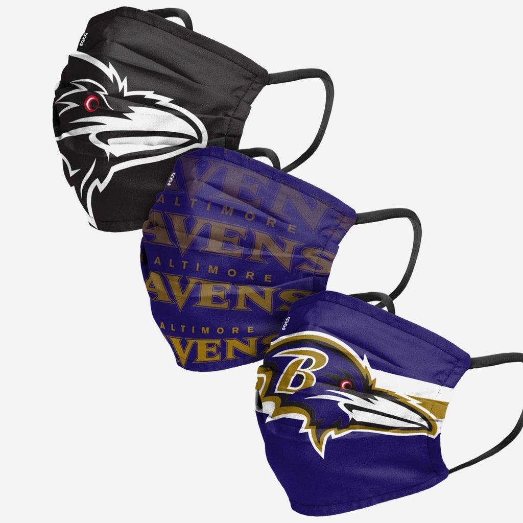 Baltimore Ravens Matchday 3 Pack Face Cover FOCO Adult - FOCO.com