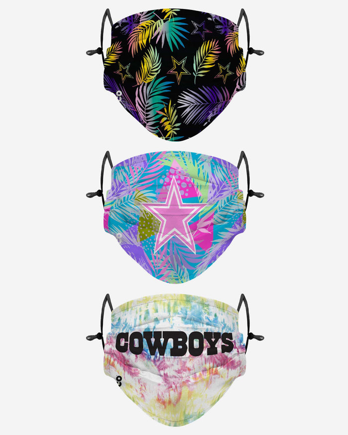Dallas Cowboys Neon Floral 3 Pack Face Cover FOCO - FOCO.com