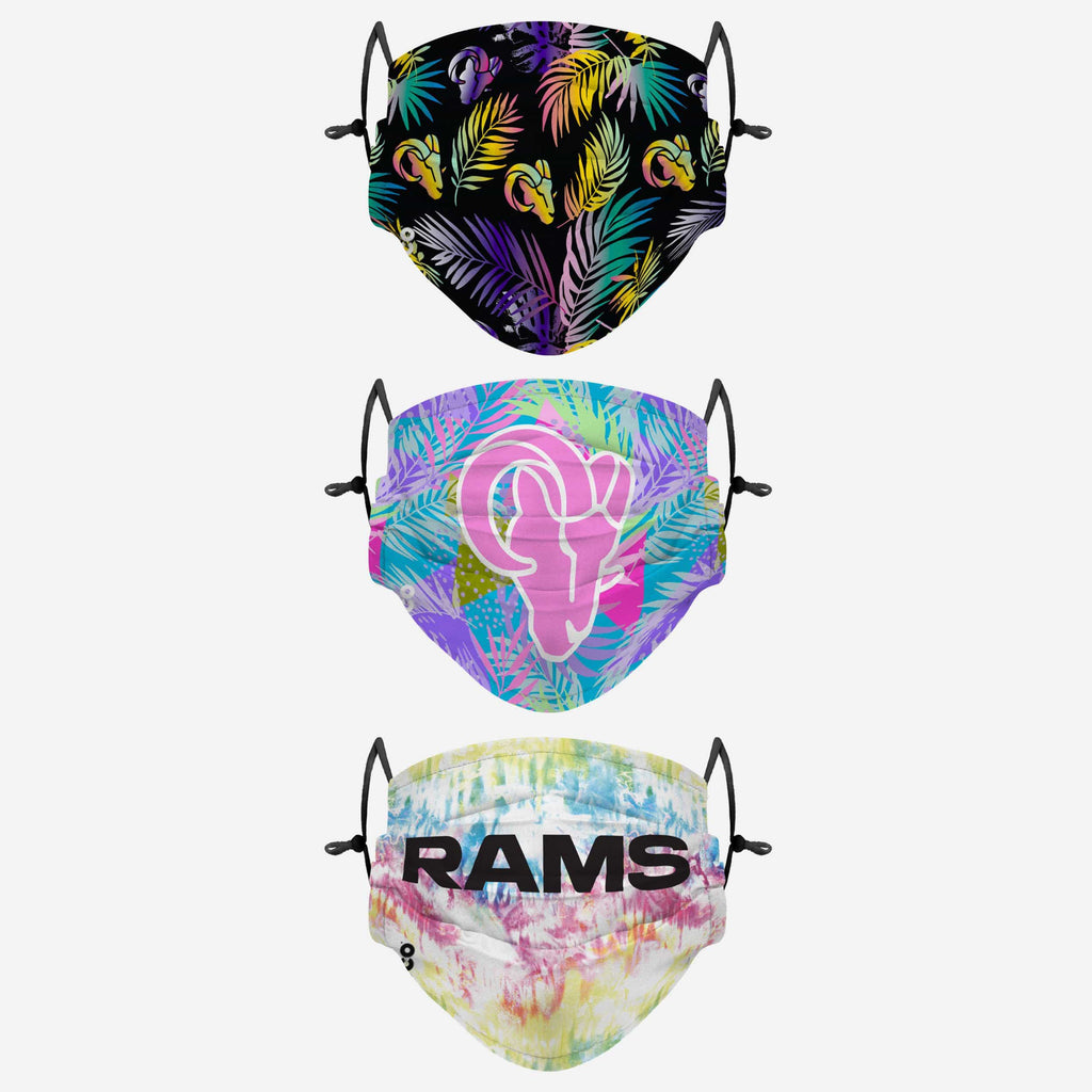 Los Angeles Rams Neon Floral 3 Pack Face Cover FOCO - FOCO.com