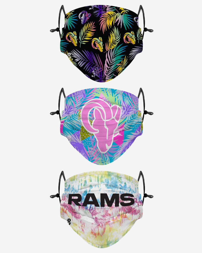 Los Angeles Rams Neon Floral 3 Pack Face Cover FOCO - FOCO.com