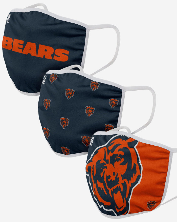 Chicago Bears 3 Pack Face Cover FOCO Adult - FOCO.com