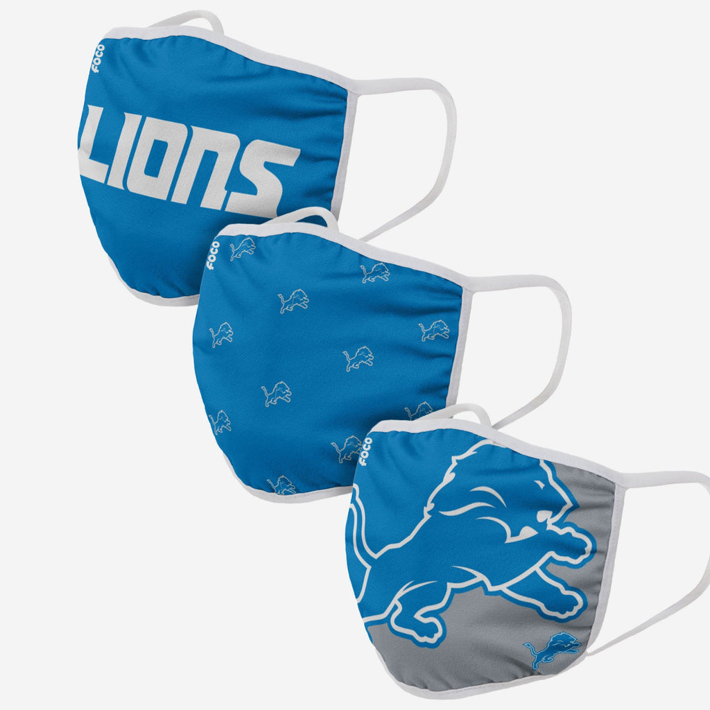 Detroit Lions 3 Pack Face Cover FOCO Adult - FOCO.com