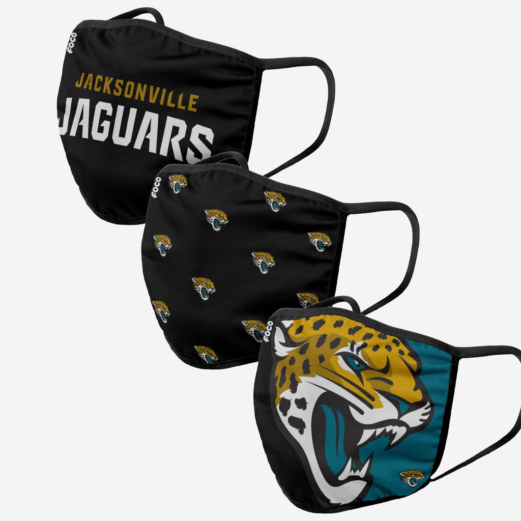 Jacksonville Jaguars 3 Pack Face Cover FOCO Adult - FOCO.com