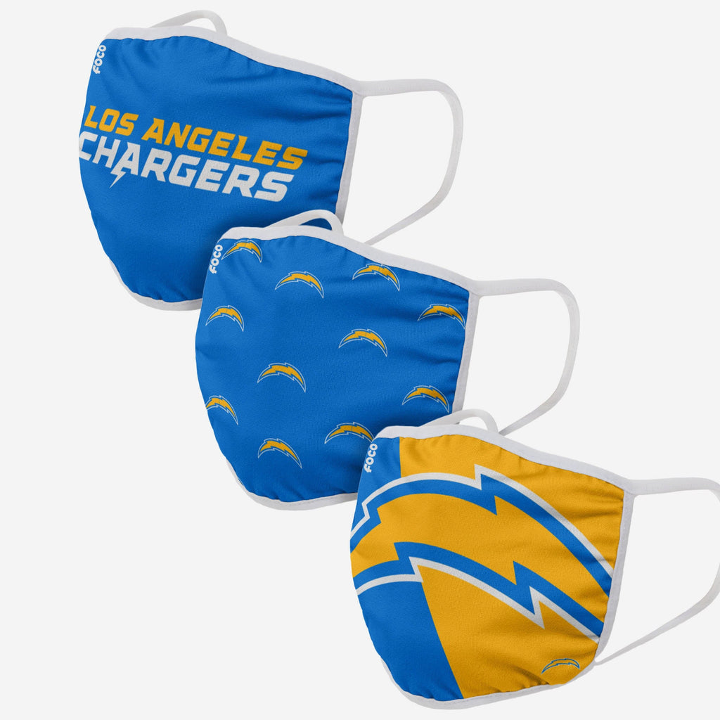 Los Angeles Chargers 3 Pack Face Cover FOCO Adult - FOCO.com