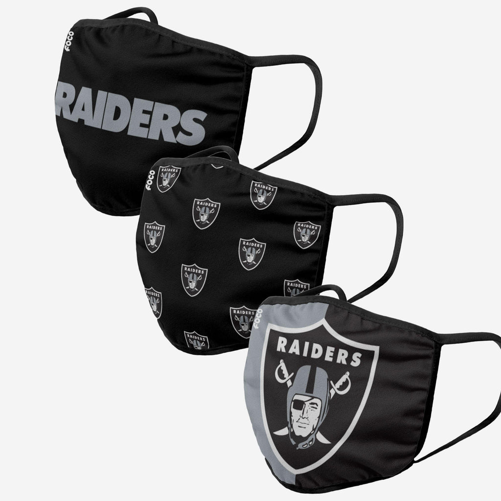 Las Vegas Raiders 3 Pack Face Cover FOCO Adult - FOCO.com