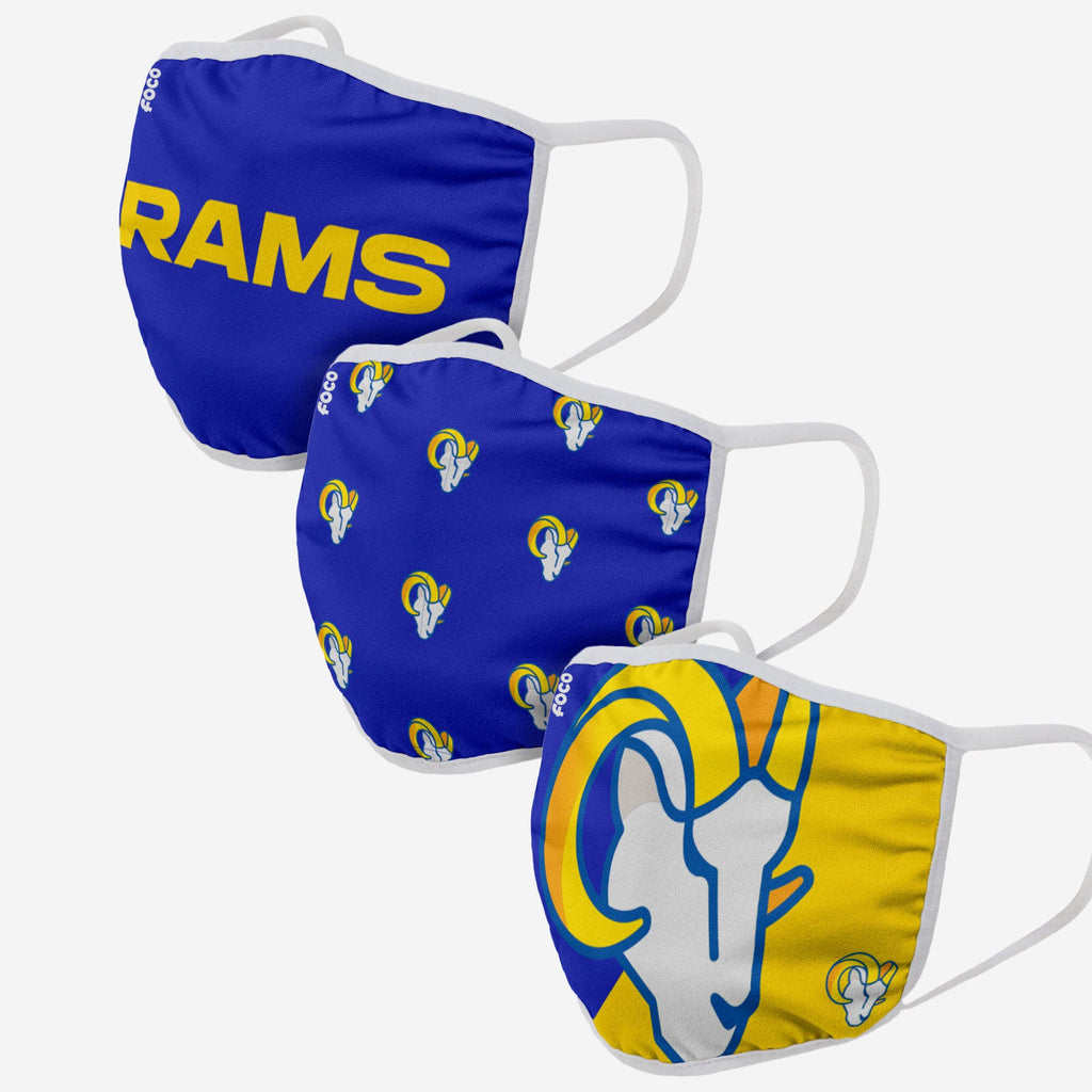 Los Angeles Rams 3 Pack Face Cover FOCO Adult - FOCO.com