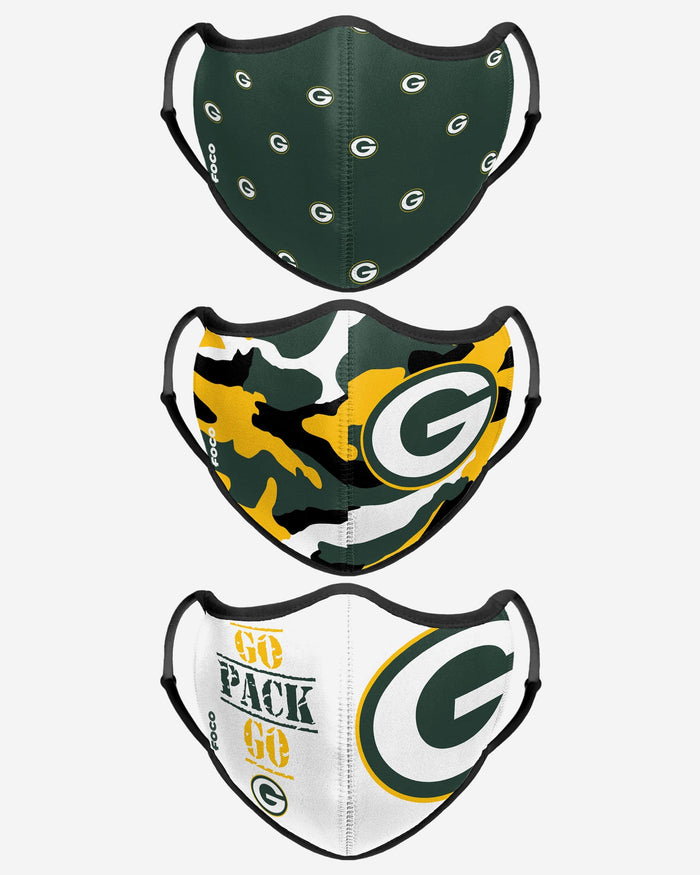 Green Bay Packers Thematic Sport 3 Pack Face Cover FOCO - FOCO.com