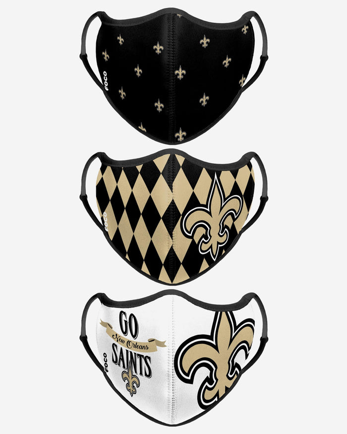 New Orleans Saints Thematic Sport 3 Pack Face Cover FOCO - FOCO.com