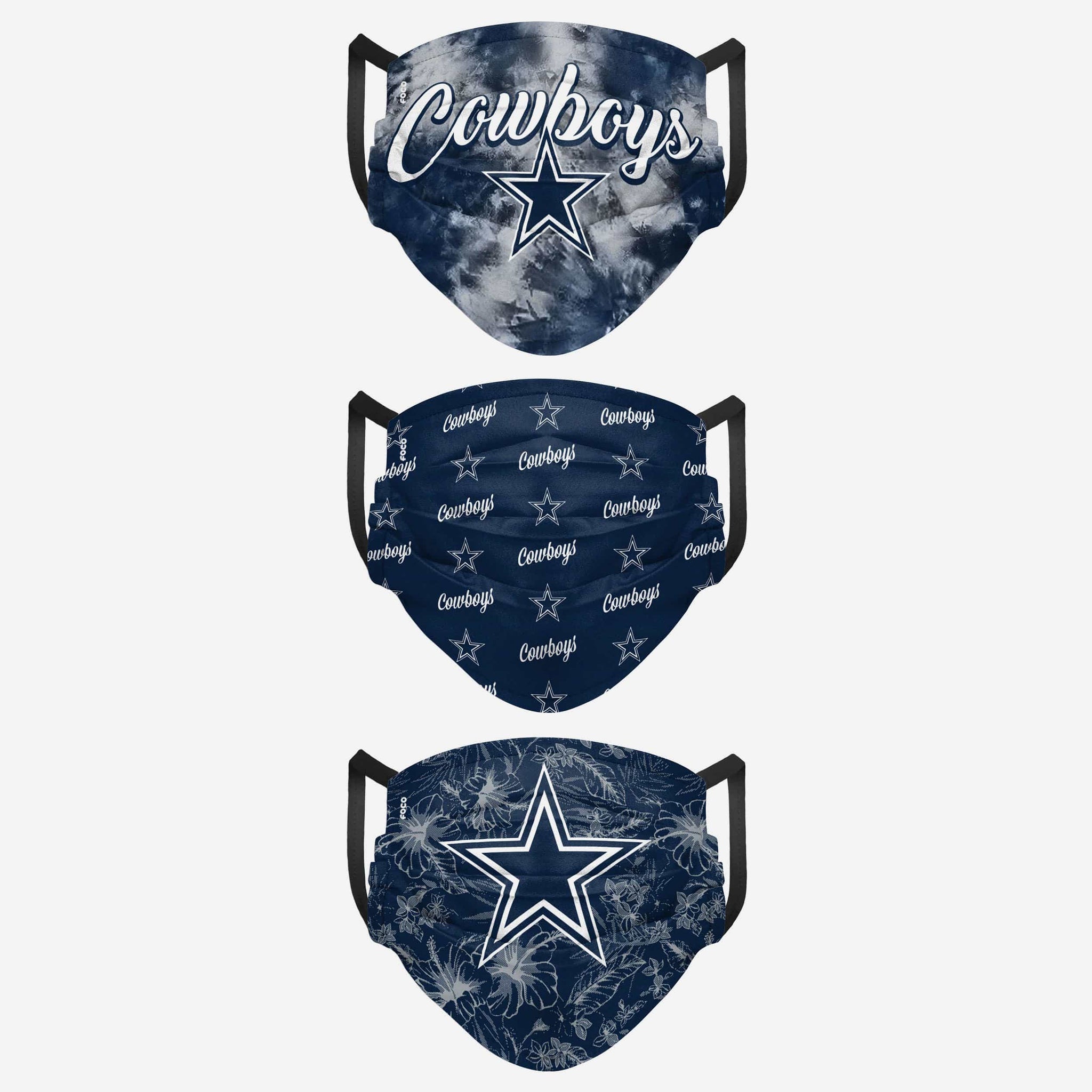 Dallas Cowboys Womens Matchday 3 Pack Face Cover FOCO