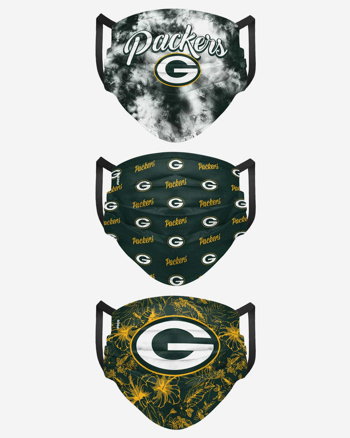 Green Bay Packers Womens Matchday 3 Pack Face Cover FOCO - FOCO.com