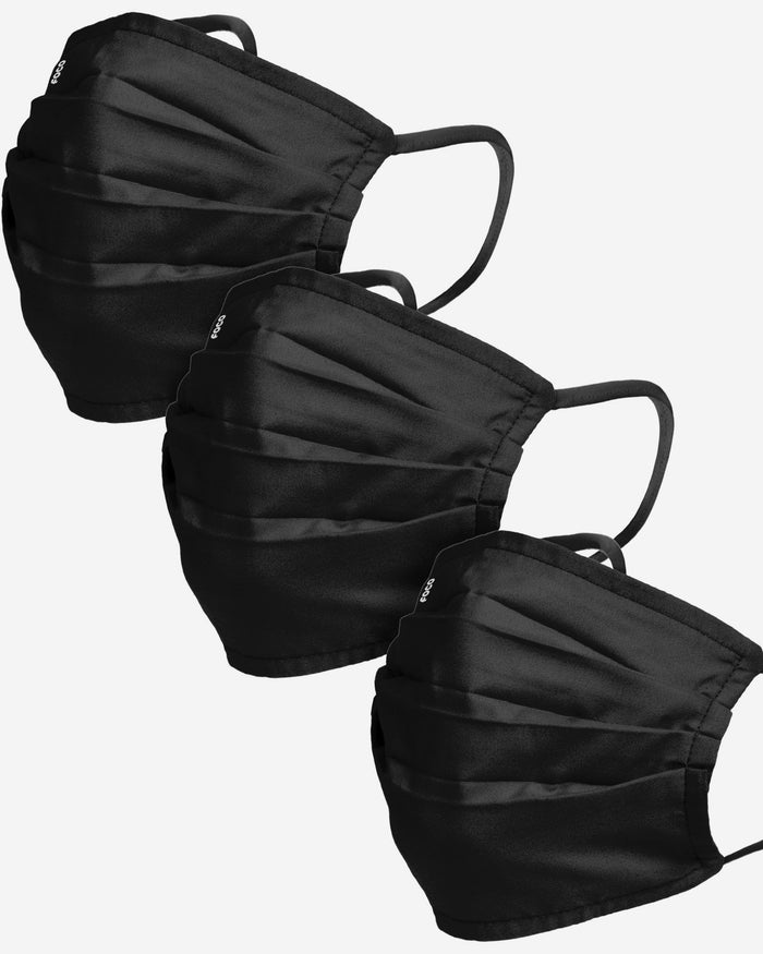 Solid Black Pleated 3 Pack Face Cover FOCO - FOCO.com