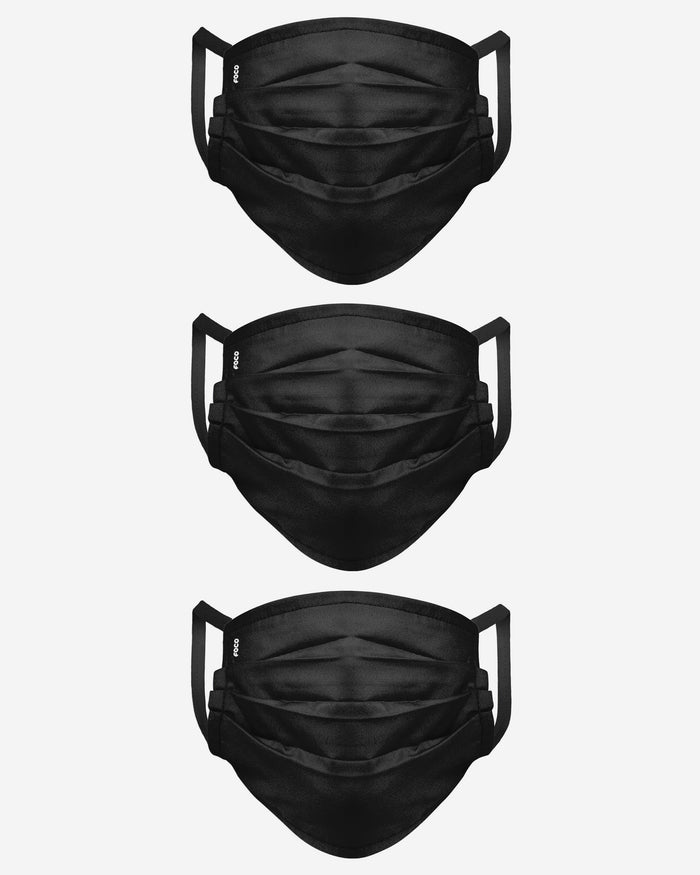 Solid Black Pleated 3 Pack Face Cover FOCO - FOCO.com