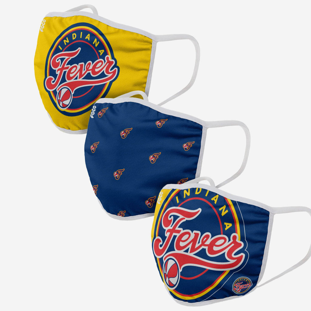 Indiana Fever 3 Pack Face Cover FOCO - FOCO.com