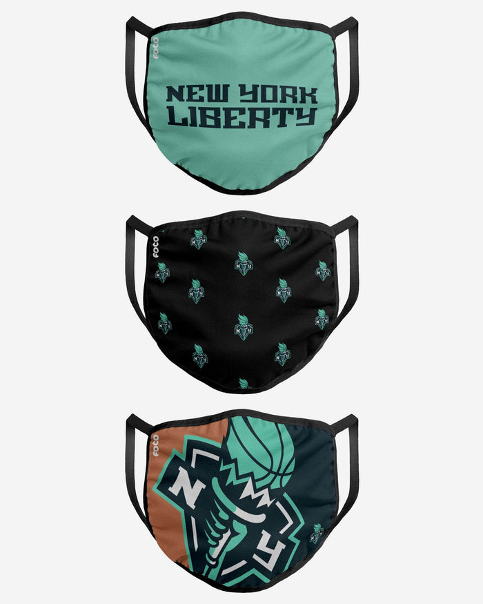 New York Liberty 3 Pack Face Cover FOCO - FOCO.com