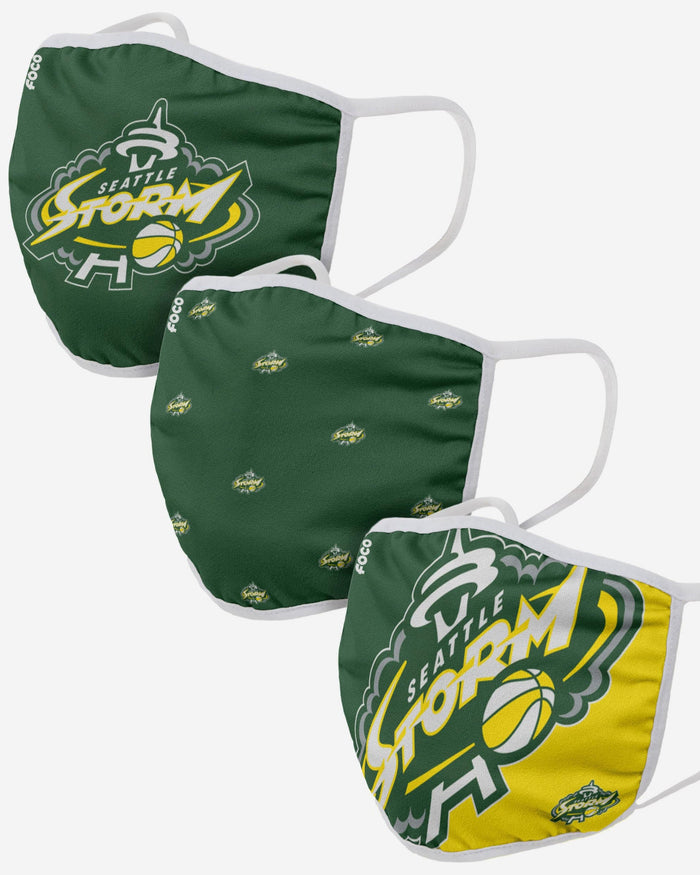 Seattle Storm 3 Pack Face Cover FOCO - FOCO.com