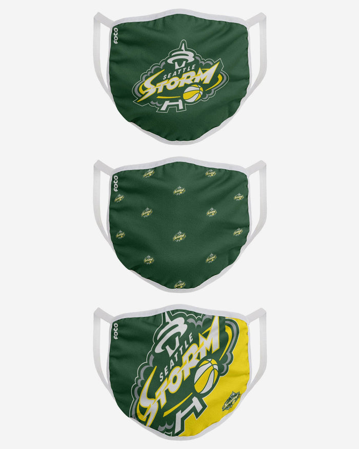 Seattle Storm 3 Pack Face Cover FOCO - FOCO.com