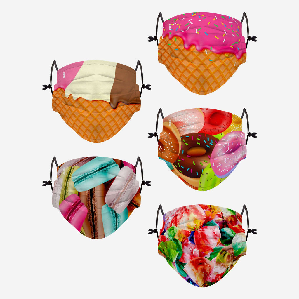 Dessert Youth Adjustable 5 Pack Face Cover FOCO - FOCO.com