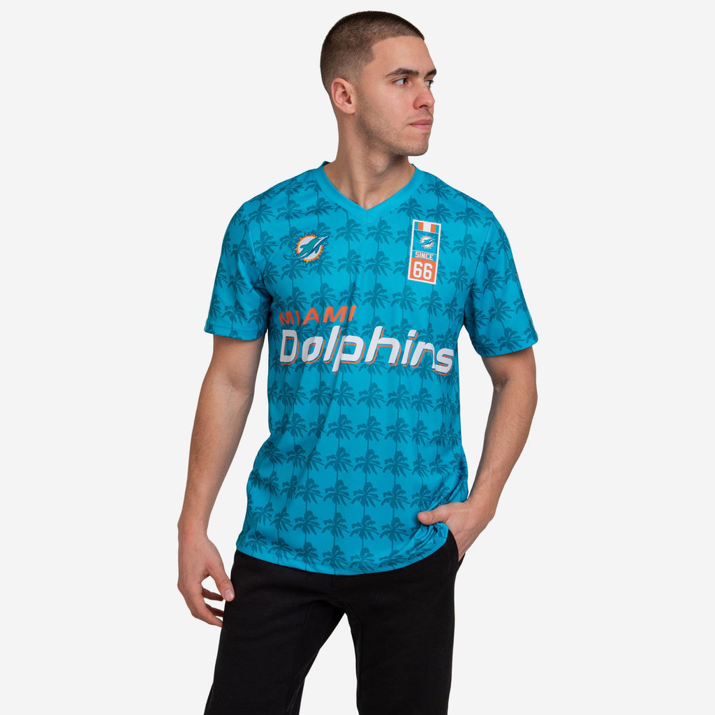 Miami Dolphins Short Sleeve Soccer Style Jersey FOCO S - FOCO.com