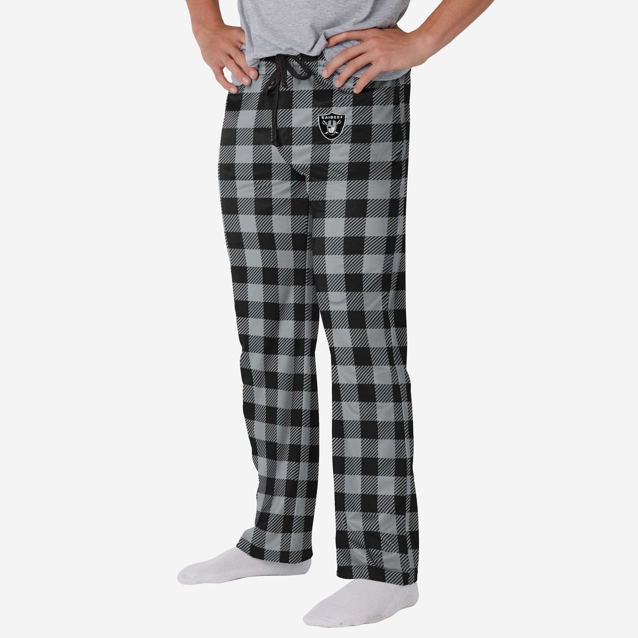 Las Vegas Raiders Youth Team-Colored Printed Pajama Pants - Black