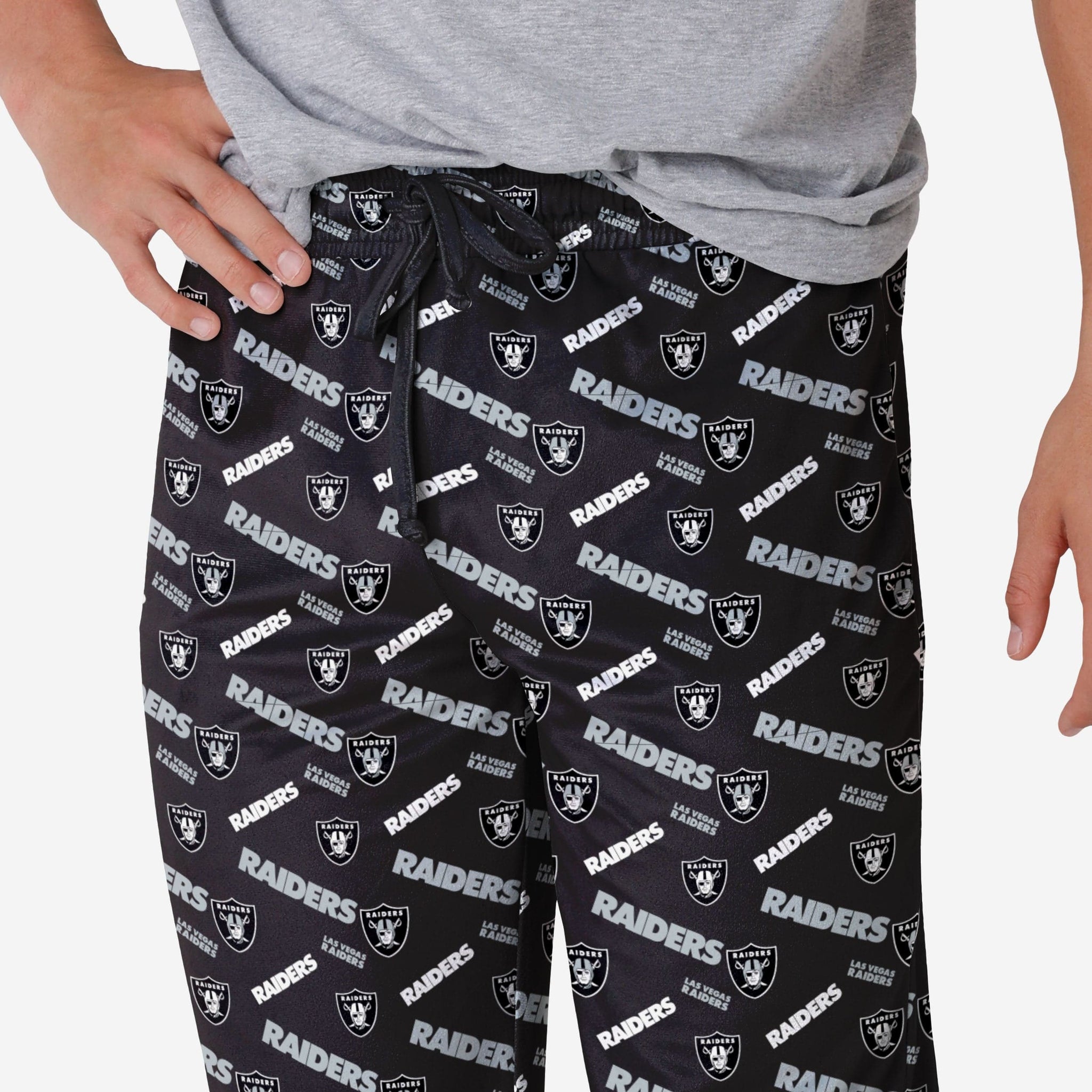 FOCO NFL Las Vegas Raiders Men's Pajama Shirt and Pants Lounge Set