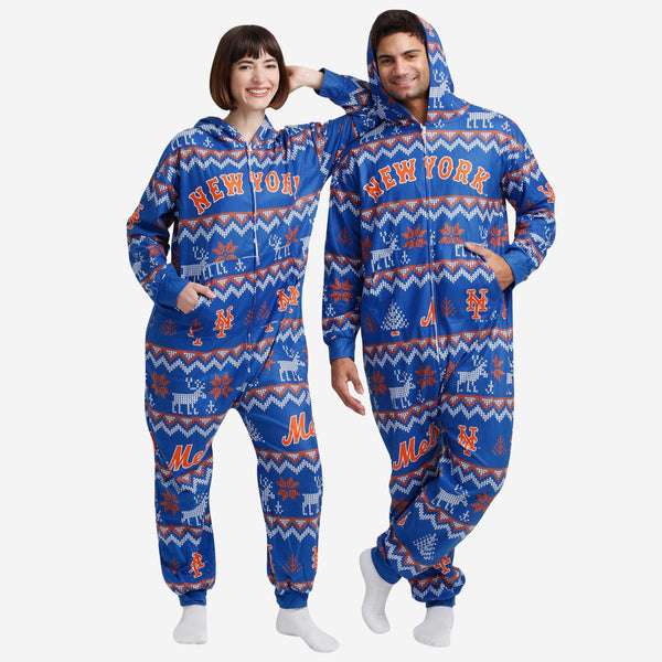 New York Mets Womens Ugly Pattern Family Holiday Pajamas FOCO