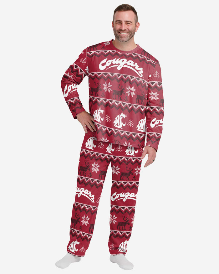 Washington State Cougars Mens Ugly Pattern Family Holiday Pajamas FOCO S - FOCO.com