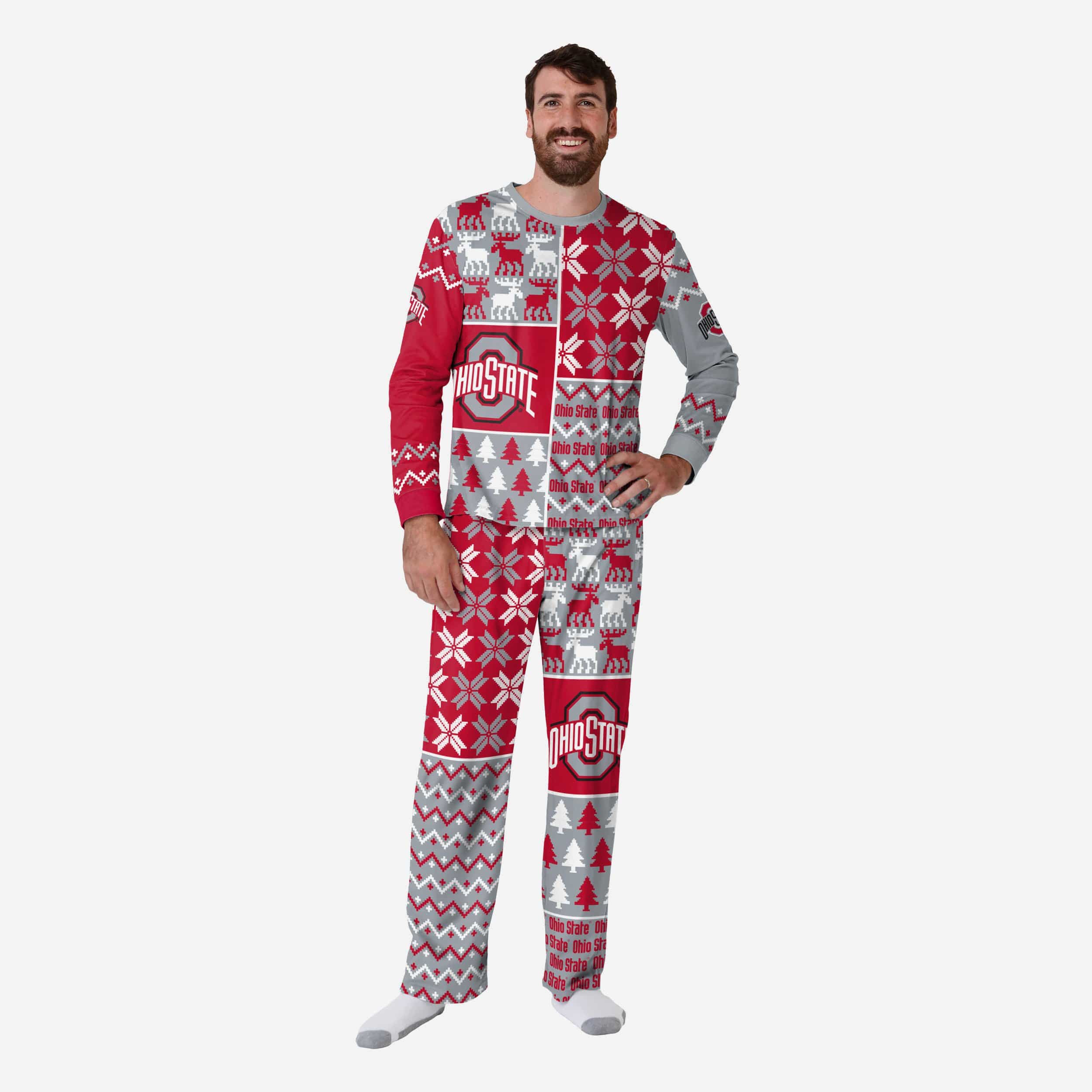 Ohio State Buckeyes Mens Busy Block Family Holiday Pajamas FOCO