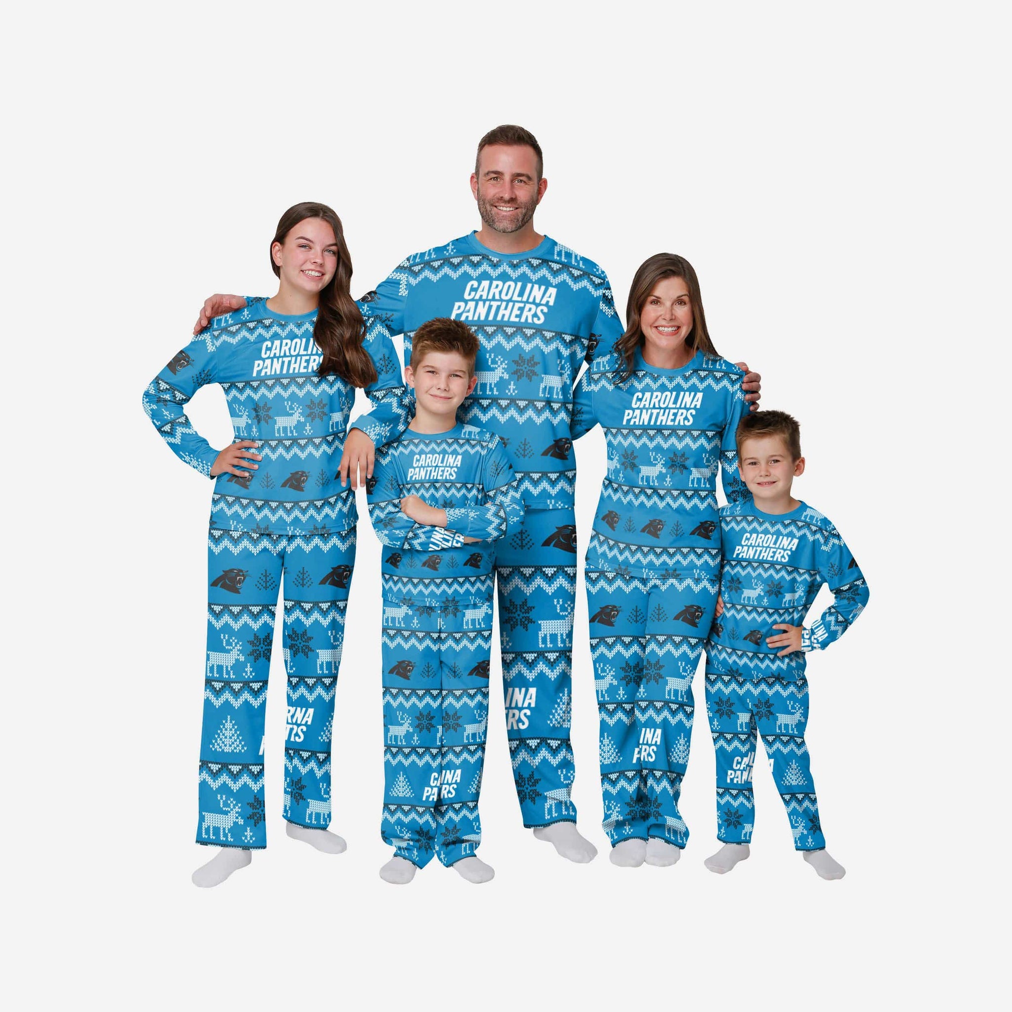 Carolina Panthers FOCO Wordmark Ugly Pajama Set - Blue