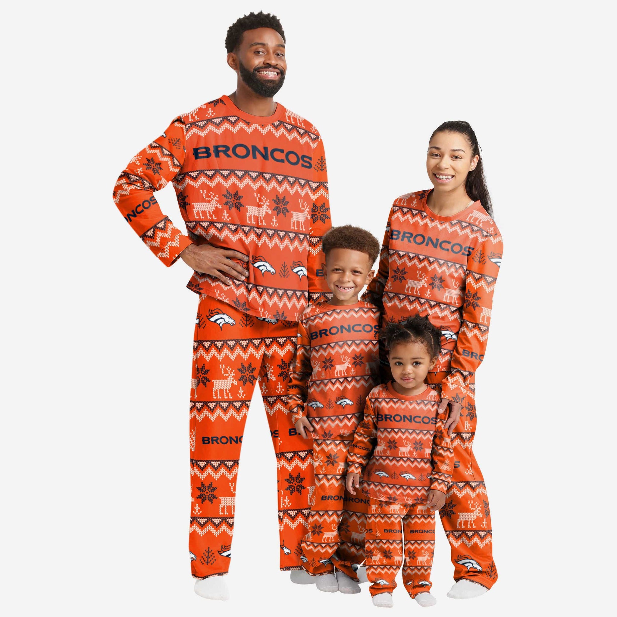 Men's Denver Broncos FOCO Orange Wordmark Ugly Pajama Set