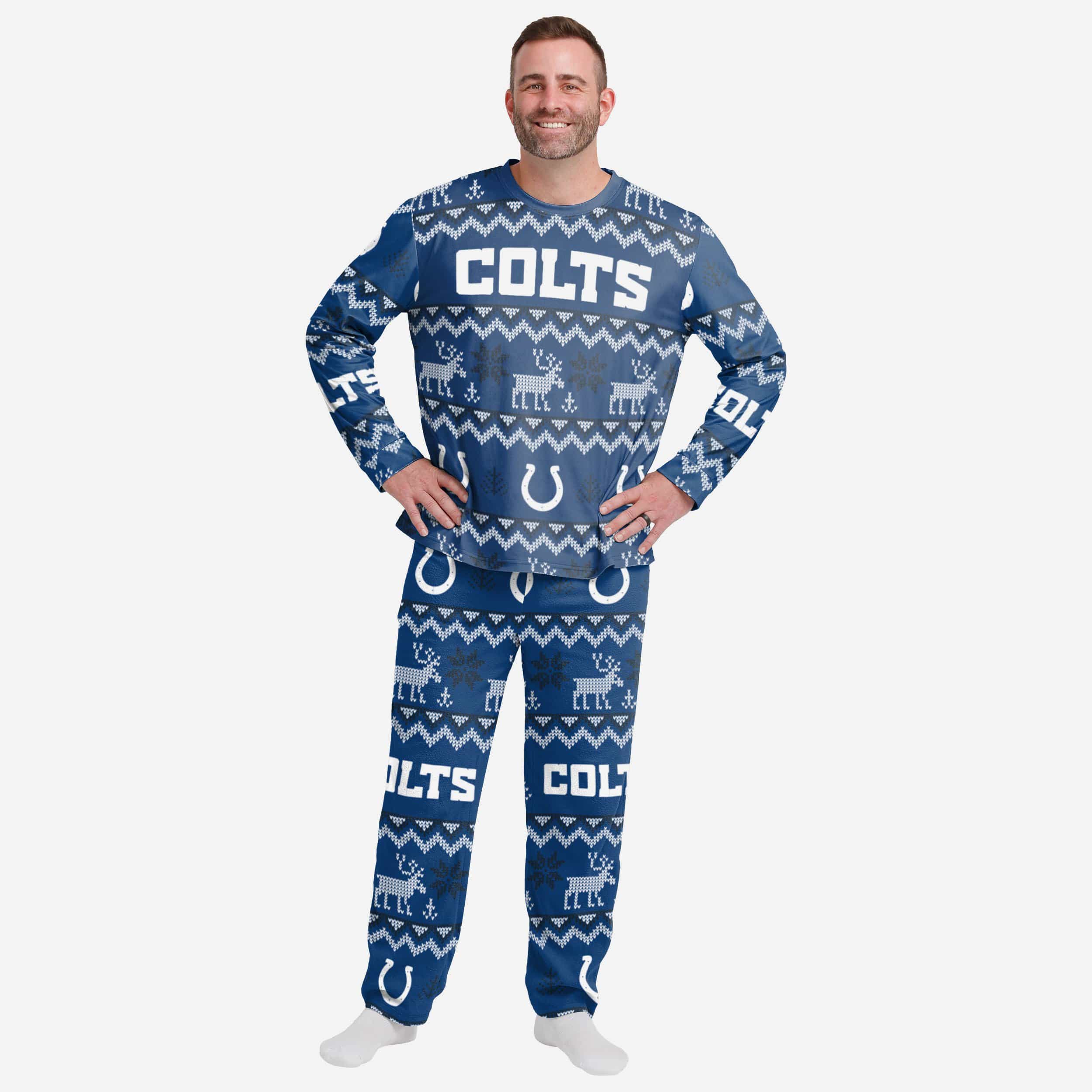 Men's FOCO Royal Indianapolis Colts Team Ugly Pajama Set Size: Large