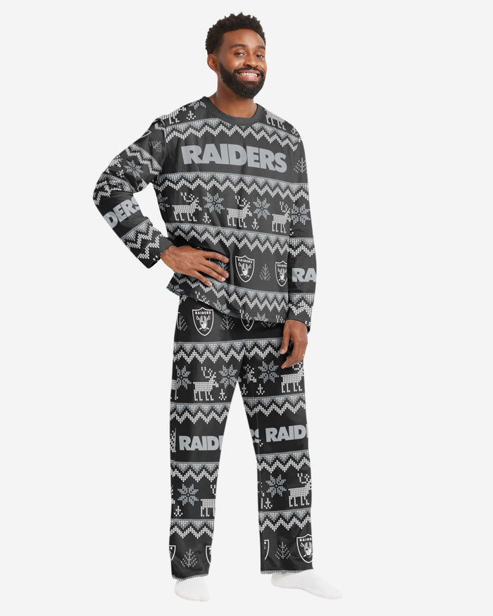 Las Vegas Raiders Ugly Pattern Family Holiday Pajamas