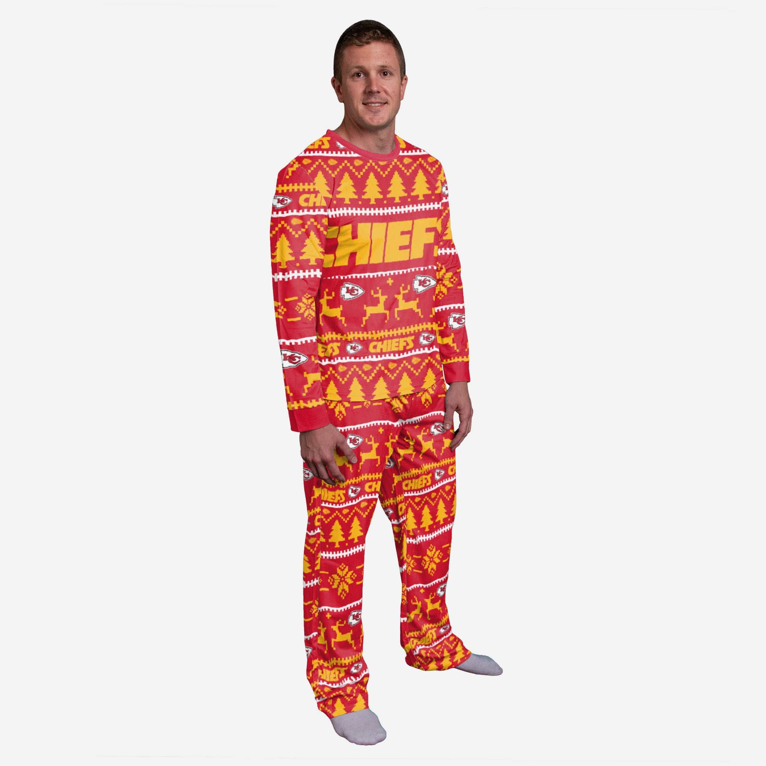 Kansas City Chiefs Youth Busy Block Family Holiday Pajamas FOCO