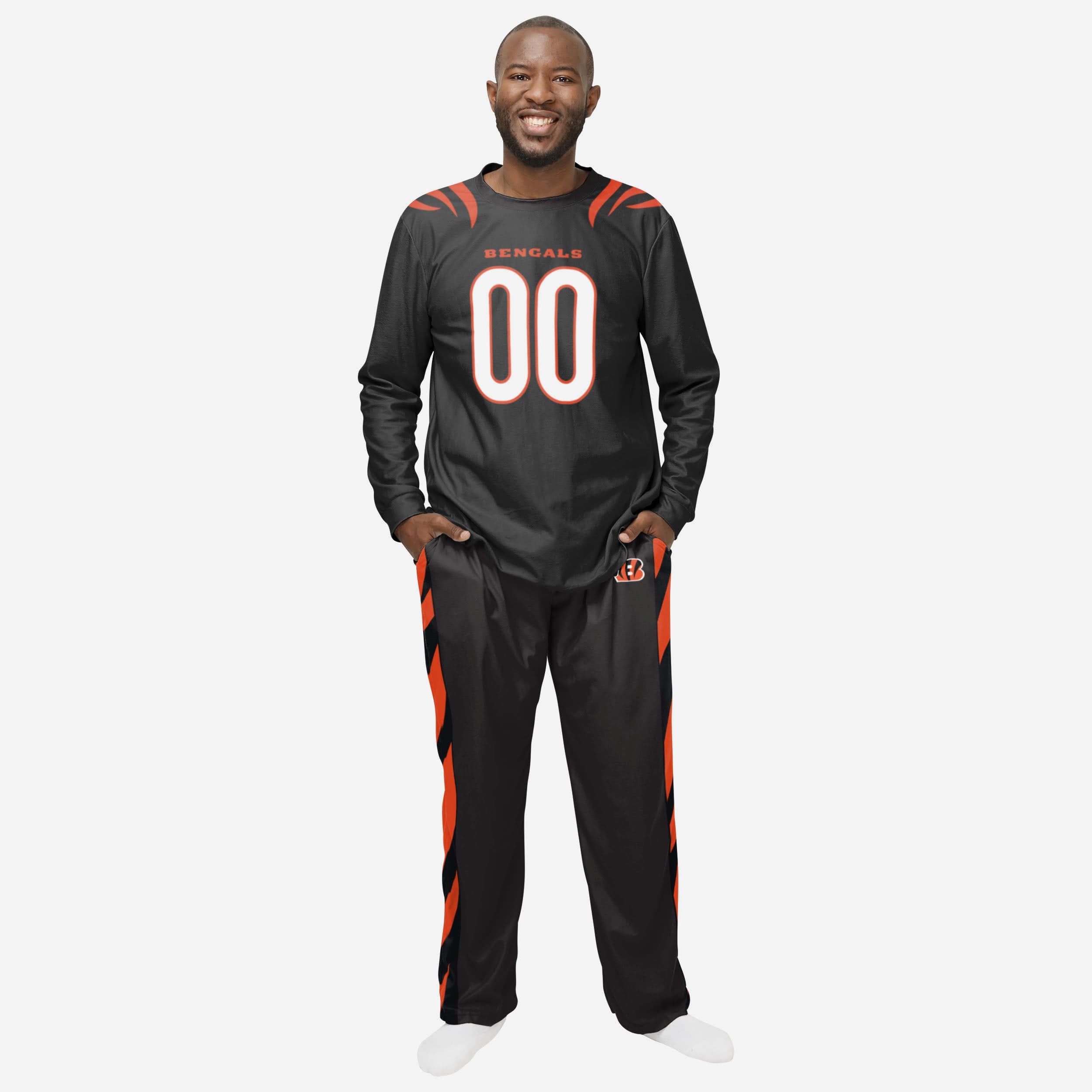 FOCO NFL Cincinnati Bengals Men's Pajama Shirt and Pants Lounge Set