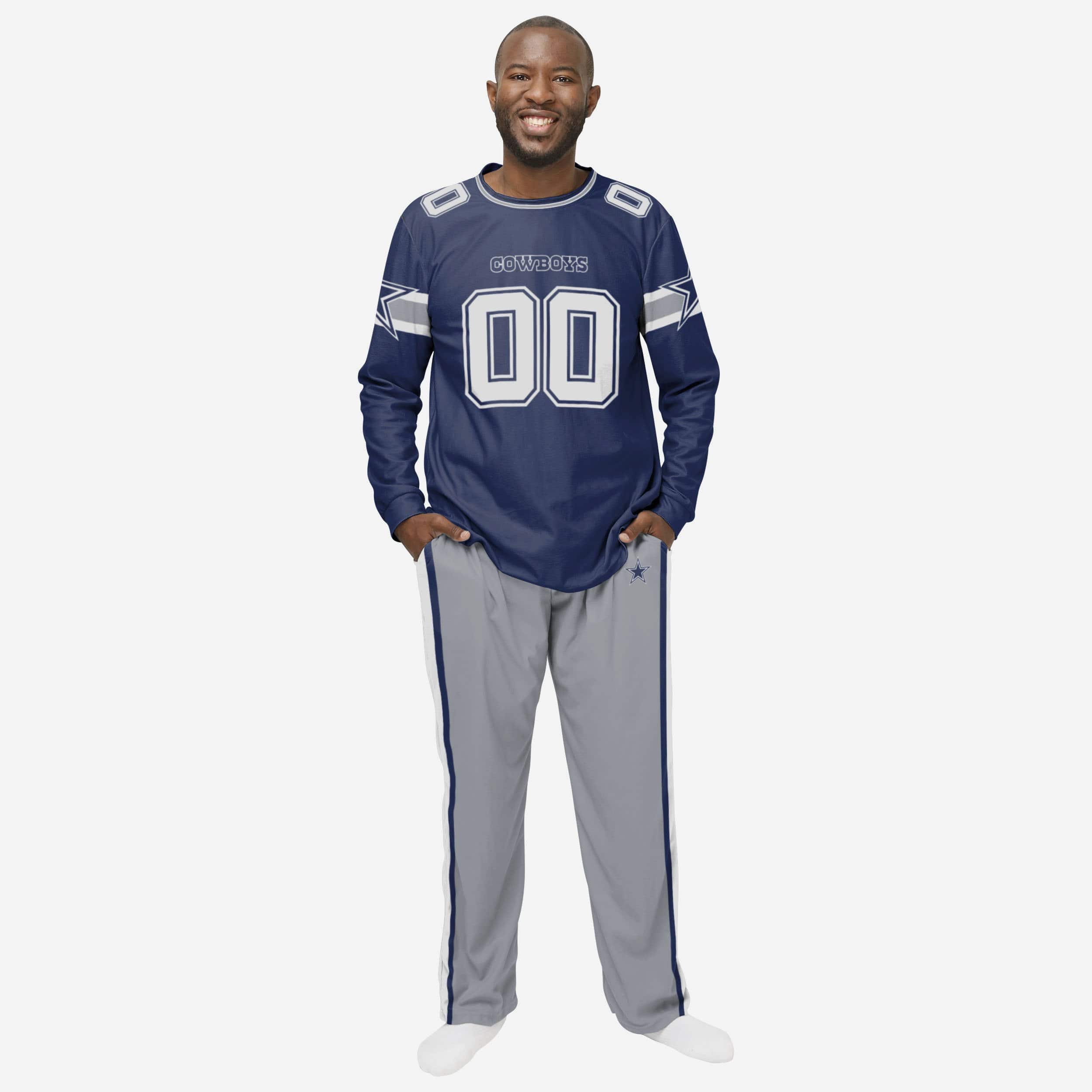 Toddler Navy Dallas Cowboys Holiday Long Sleeve T-Shirt and Pants Pajama Set