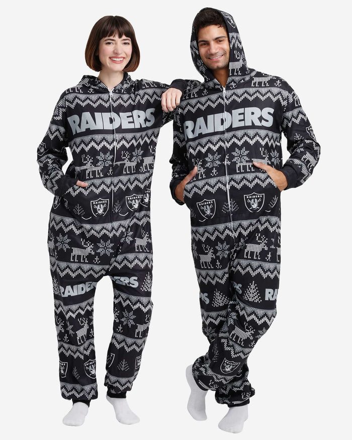 FOCO Las Vegas Raiders NFL Mens Ugly Short One Piece Pajamas