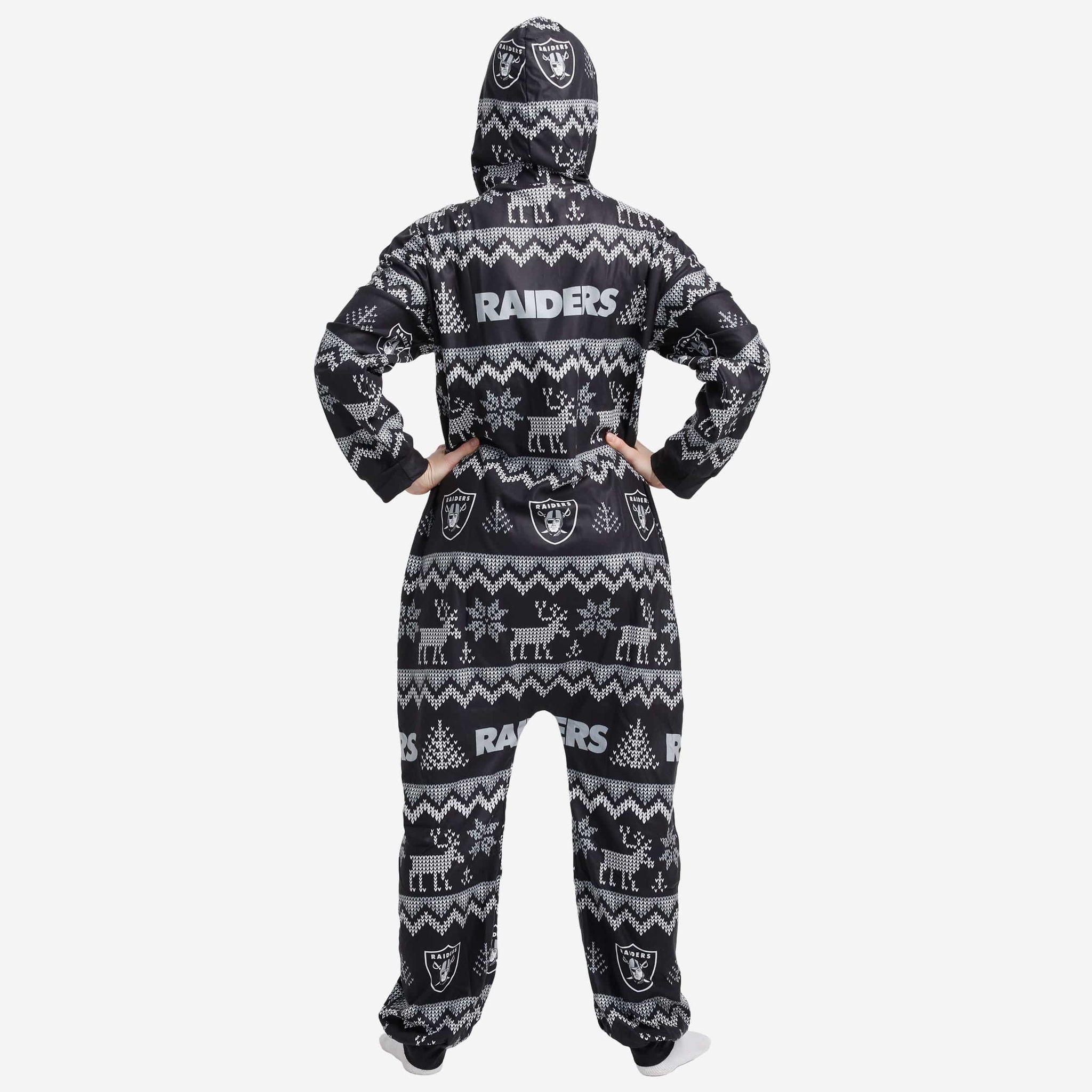 Men's FOCO Black Las Vegas Raiders Team Ugly Pajama Set Size: Small