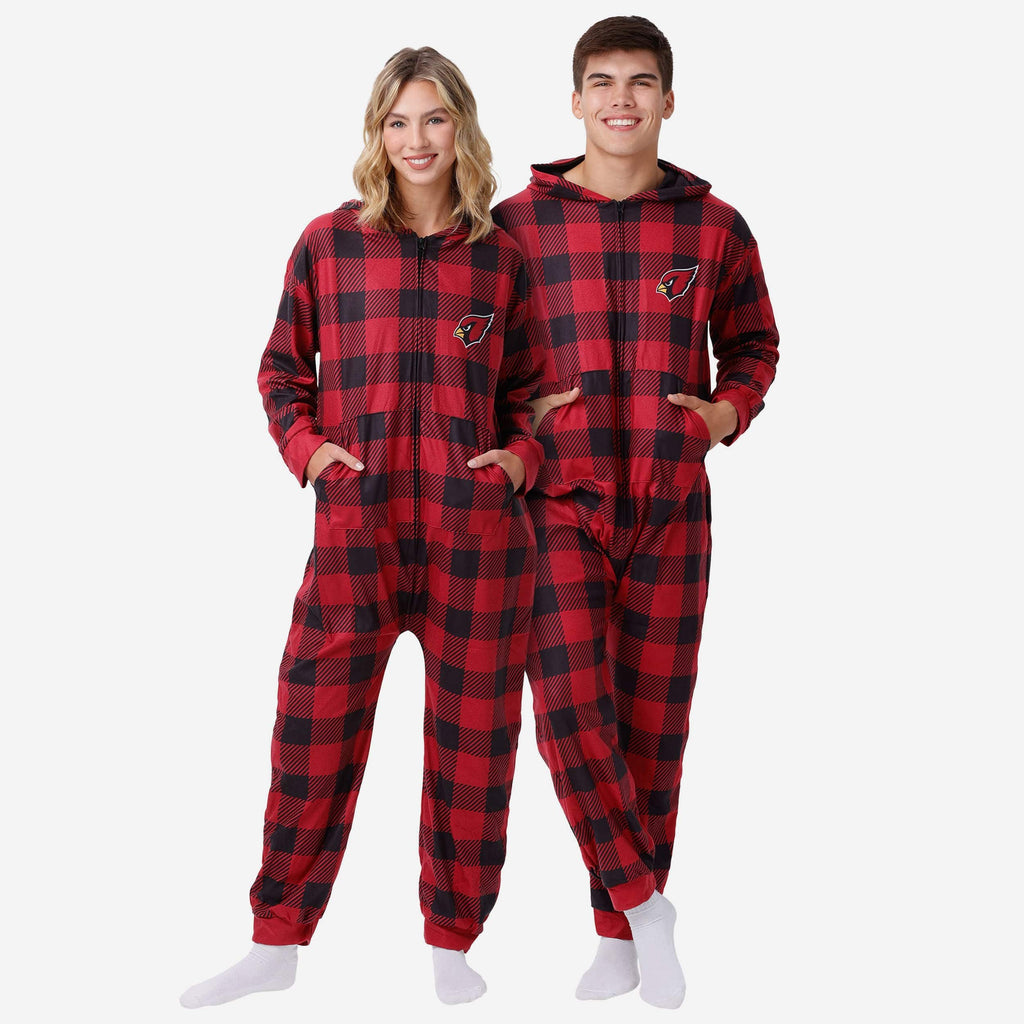 Arizona Cardinals Plaid One Piece Pajamas FOCO S - FOCO.com