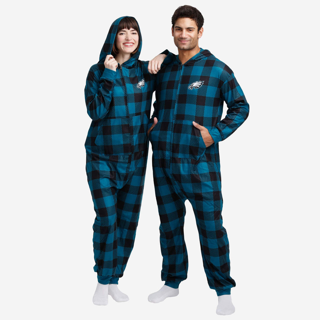 Philadelphia Eagles Plaid One Piece Pajamas FOCO