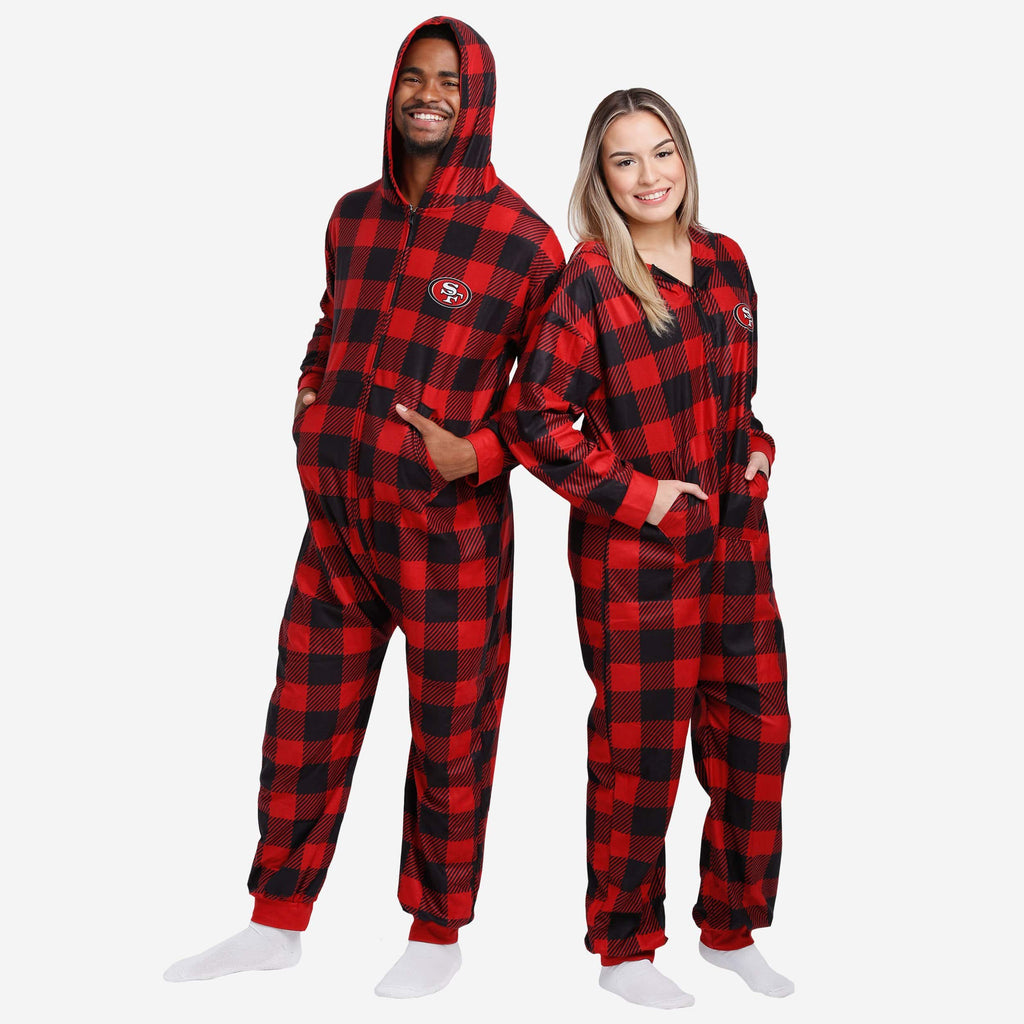 San Francisco 49ers Plaid One Piece Pajamas FOCO