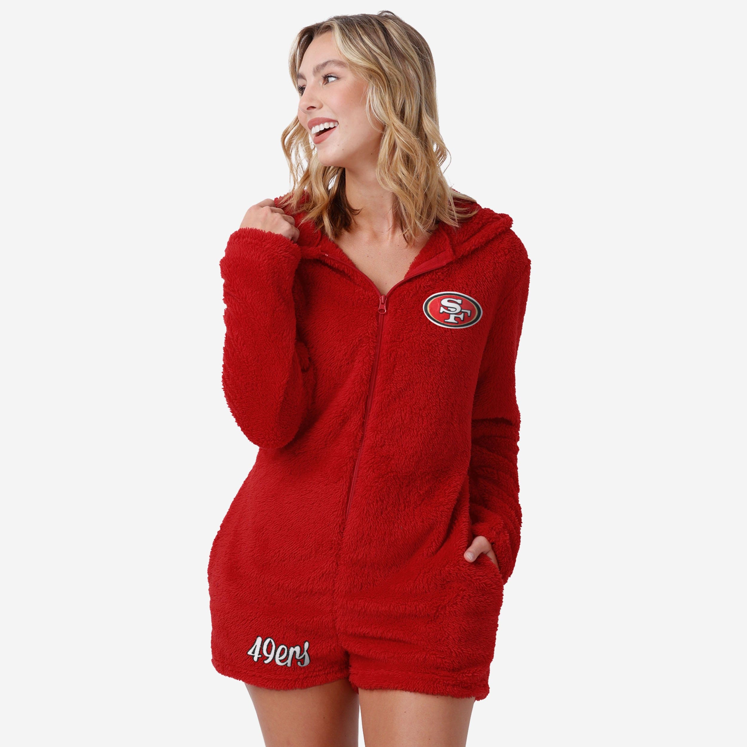 FOCO San Francisco 49ers Womens Waffle Lounge Sweater, Size: S