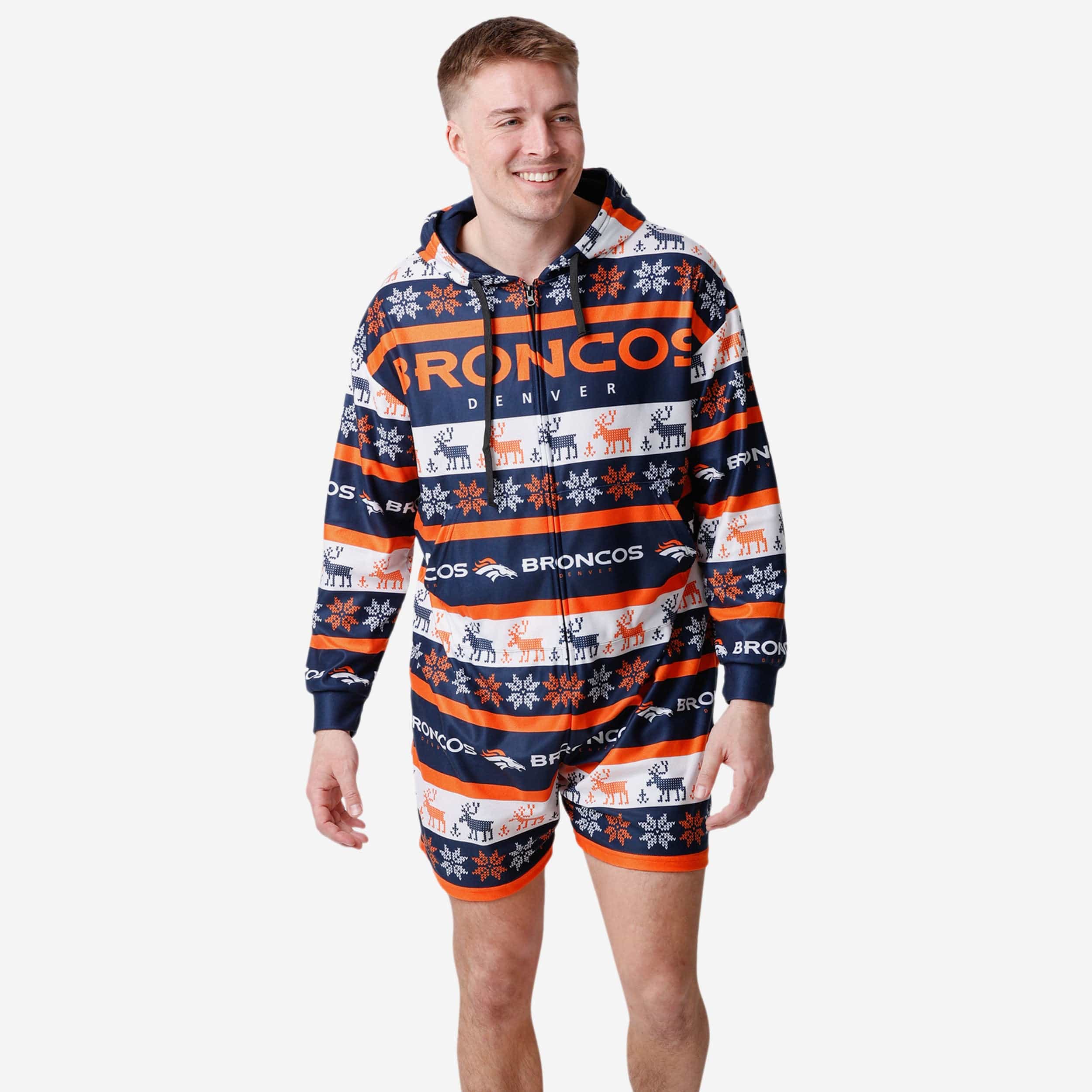 FOCO NFL Denver Broncos Men's Pajama Shirt and Pants Lounge Set