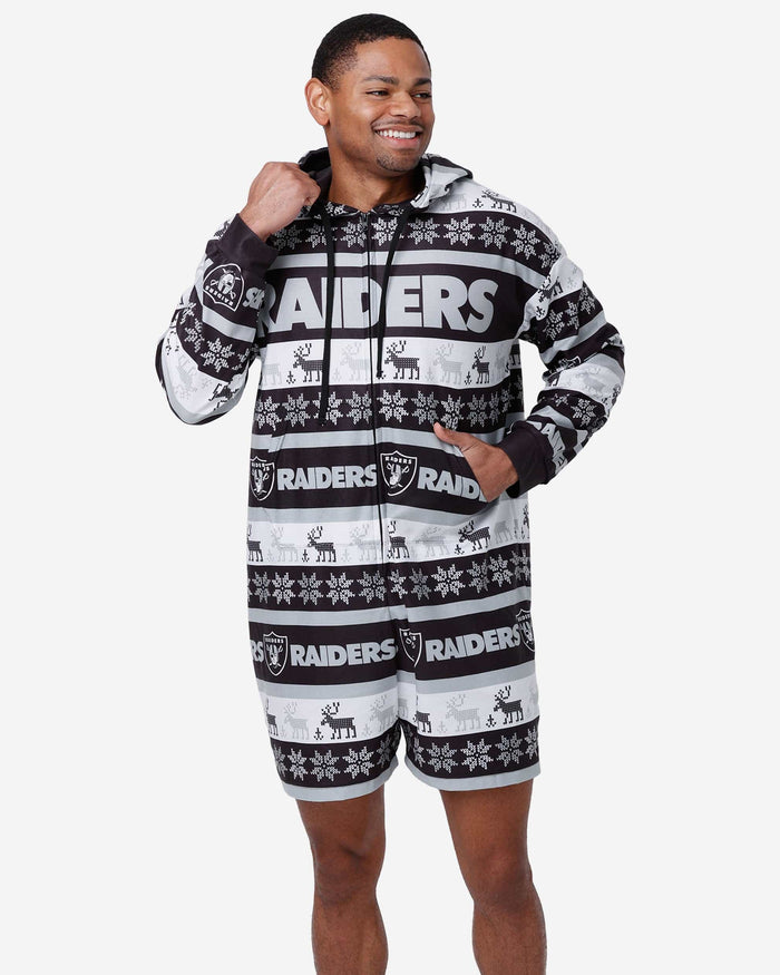 FOCO Las Vegas Raiders NFL Ugly Pattern One Piece Pajamas
