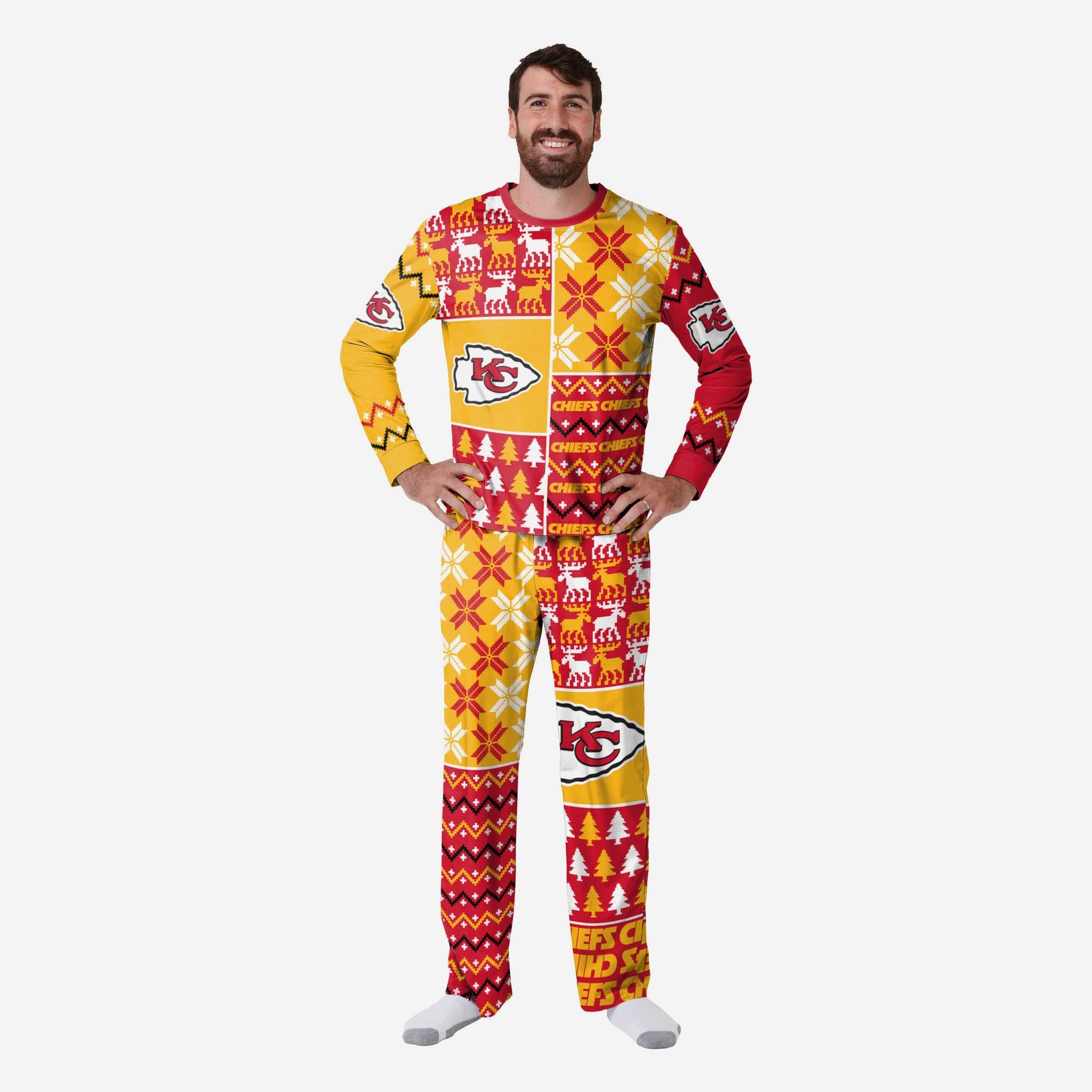 FOCO NFL Kansas City Chiefs Men's Pajama Shirt and Pants Lounge Set