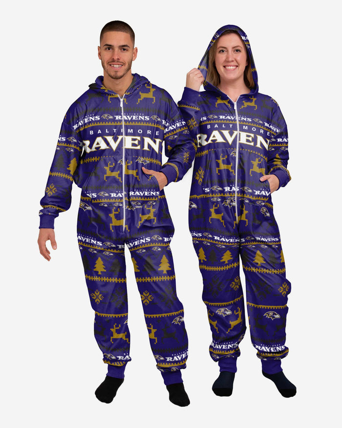 Baltimore Ravens Holiday One Piece Pajamas FOCO XS - FOCO.com